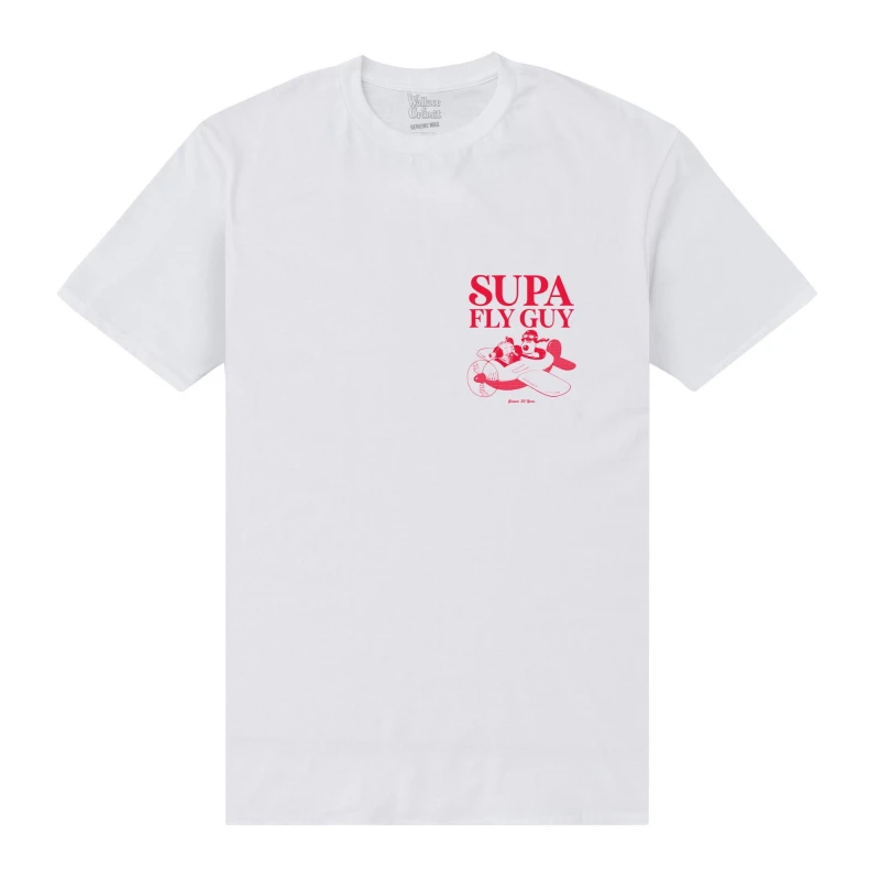 Image of Wallace & Gromit Mens Supa Fly Guy Gromit T-Shirt in White Size: Small White Male S