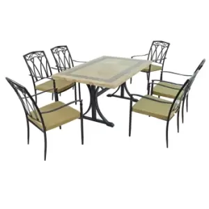 Image of Charleston 6 Seater Dining Set with Ascot Chairs Brown and Black