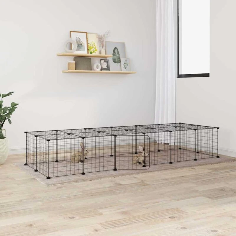 Image of VIDAXL Vidaxl - 28-Panel Pet Cage with Door Black 35x35cm Steel 8720287190899