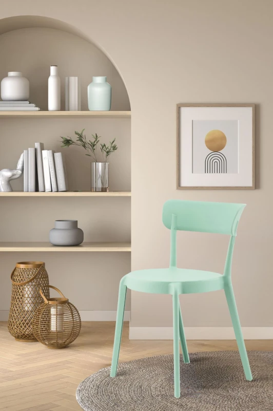 Image of Fusion Living Fusion Living Plastic Bistro Dining Chair in Mint Mint One Size Unisex 5056409313574
