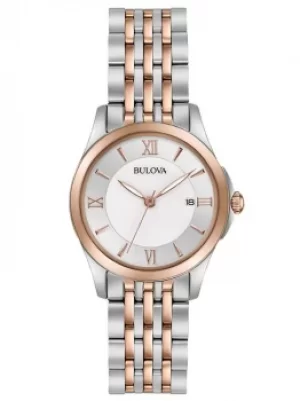 Image of Bulova Ladies Classic Stainless Steel Mother Of Pearl Date Dial...
