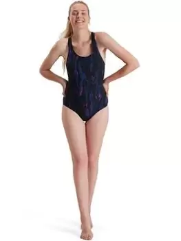 Image of Speedo Calypso Printed Shaping 1PC Swimsuit, Black, Size 32, Women