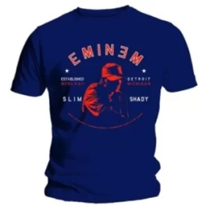Image of Eminem Detroit Portrait Mens Blue T Shirt: Small