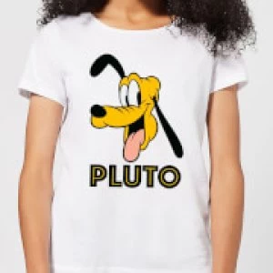 Image of Disney Mickey Mouse Pluto Face Womens T-Shirt - White