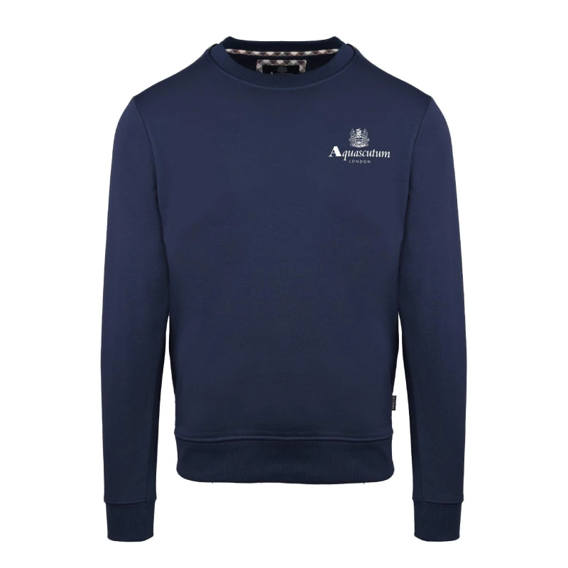 Image of Aquascutum Mens Round Neck Crew Sweatshirt Crew Sweaters Small Blue 52294218350