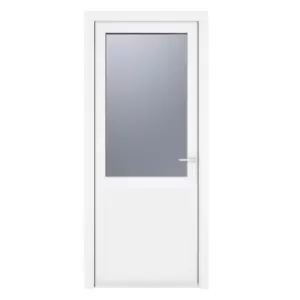 Image of Crystal uPVC Obscure Single Door Half Glass Half Panel Left Hand Open 890mm x 2090mm Obscure Glazing - White