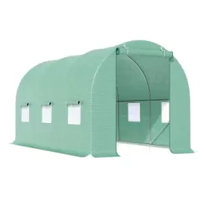 Image of Outsunny 4.5m x 2m x 2m Walk-in Tunnel Greenhouse Garden Plant Growing House with Door and Ventilation Window, Green