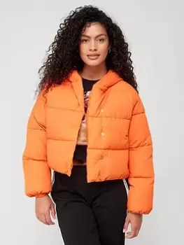Image of BOSS Patulla Logo Back Padded Jacket - Orange, Size 40, Women