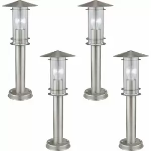 Image of Loops - 4 pack IP44 Outdoor Bollard Light Stainless Steel 500mm 60W E27 Driveway Post