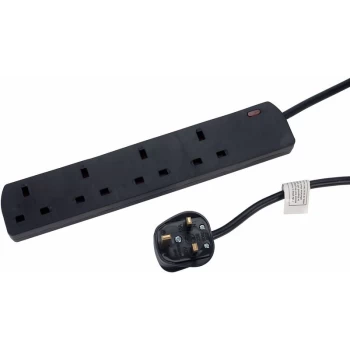 Image of 430.836UK UK 4-Gang Extension Lead Black 2.0m - Mercury