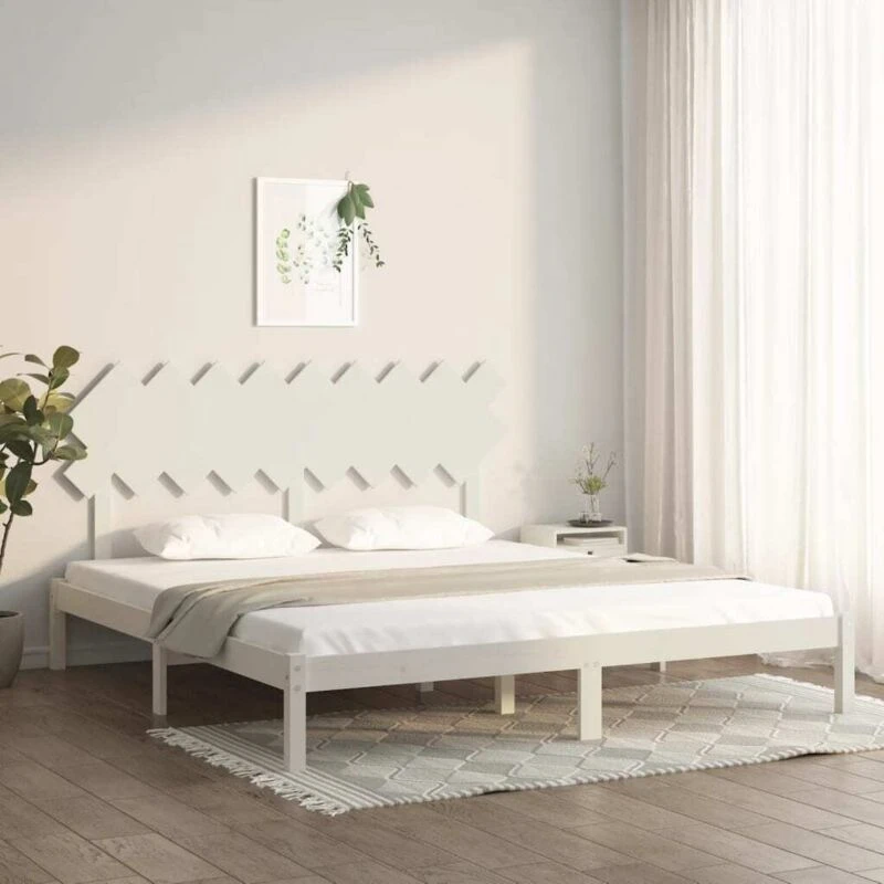 Image of VIDAXL Bed Frame without Mattress White 180x200cm Super King Solid Wood Vidaxl 8720287036340