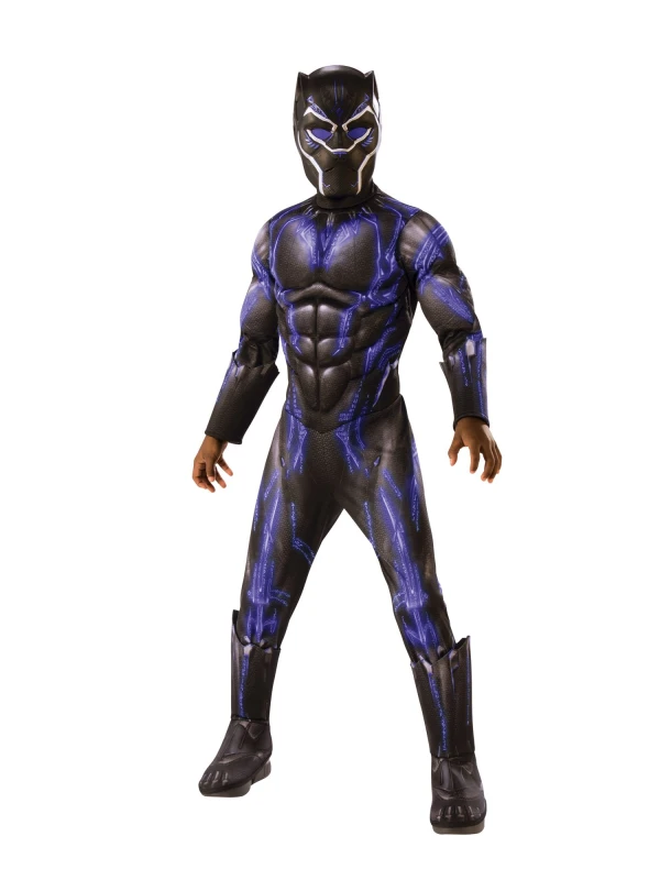 Image of The Avengers Deluxe Black Panther Battle Suit Costume One Colour VXNC3 Unisex 3-5
