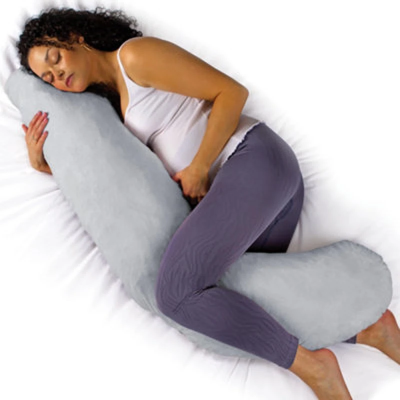Image of Aamira L Shaped Pregnancy Pillow Light Grey, 145X25X20Cm Shredded Memory Foam Full Body Maternity Cushion For Sleeping