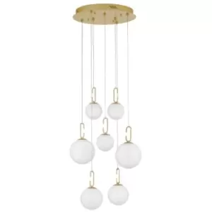 Image of Merano - Georgia Integrated LED Pendant Ceiling Light Satin Gold Metal, Opal White Glass LED 52W 4815Lm 3000K