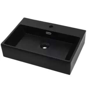 Image of VidaXL Small Ceramic Basin with Faucet Hole - Black