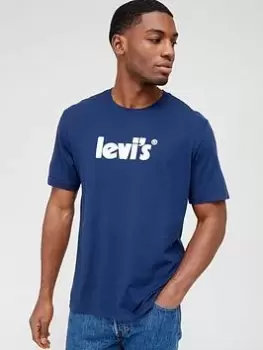 Image of Levis Poster Logo Relaxed Fit T-Shirt, Navy, Size S, Men