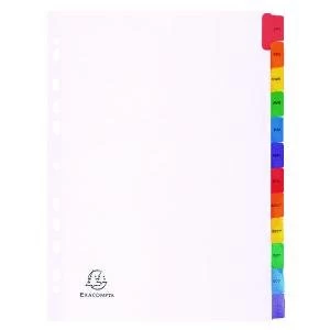 Image of Exacompta Guildhall Mylar Index Coloured Tabs 12-Part January-December