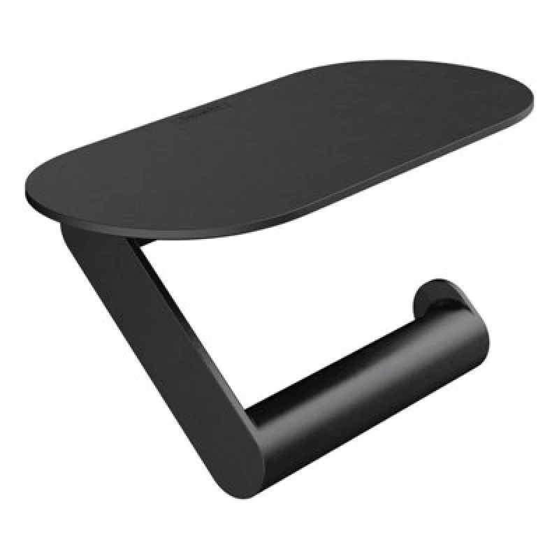 Image of Hansgrohe WallStoris Bathroom Toilet Roll Holder With Shelf Matt Black Modern - Hansgrohe 27928670