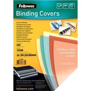 Image of Fellowes Transparent Plastic Cover 240micron Pack of 100