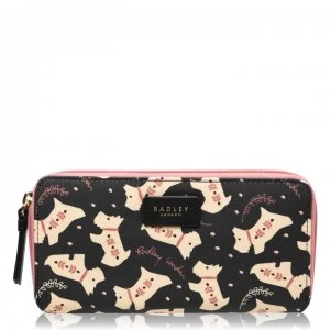 Image of Radley Doggy Dot Large Zip Around Purse - Black