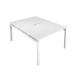 Image of Telescopic Sliding 2 Person Bench with Cut Out and White Frame - 1200mm - White