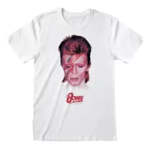 Image of David Bowie Unisex Adult Aladdin Sane T-Shirt (M) (White)