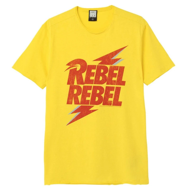 Image of Amplified Amplified Men Rebel Rebel David Bowie T-Shirt in Yellow Size: X-Small Yellow XS Male 5063107999573