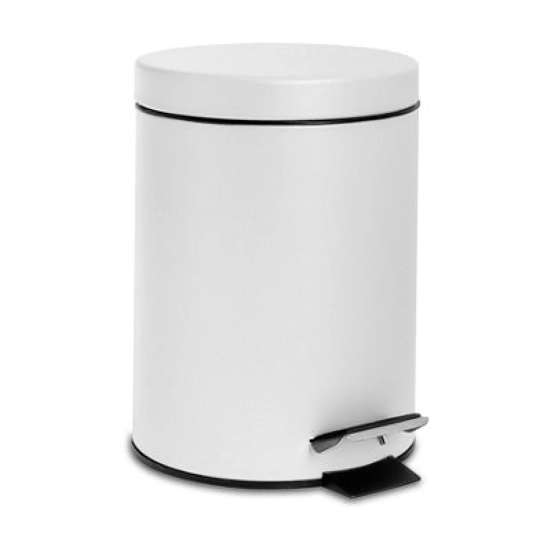Image of Harbour Housewares Bathroom Pedal Bin - 3L - Matt White Round Stainless Steel Slim Rubbish Dustbin Lid And Inner Liner Bucket