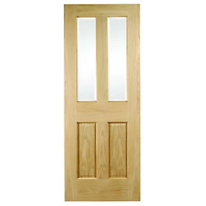 Image of Wickes Cobham Glazed Oak Veneer 4 Panel Internal Door - 1981 x 762mm