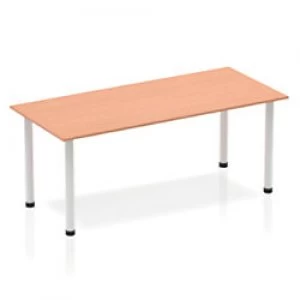 Image of Impulse Straight Table 1800 Beech Post Leg Silver