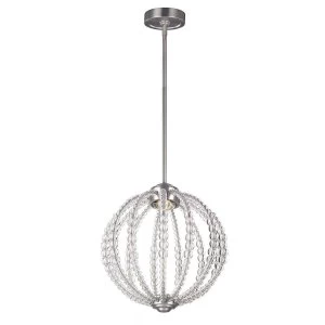 Image of LED 1 Light Small Spherical Ceiling Pendant Satin Nickel