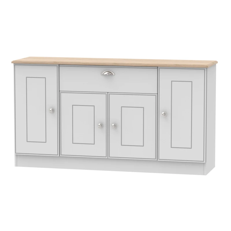 Image of Albert 4 Door 1 Drawer Wide Unit In Grey Matt & Oak (Ready Assembled)