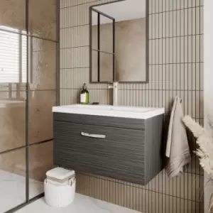 Image of Nuie - Athena Wall Hung 1-Drawer Vanity Unit with Basin-2 800mm Wide - Charcoal Black