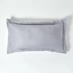 Image of Grey Egyptian Cotton Satin Stripe King Size Oxford Pillowcase 330 Thread Count - Grey - Grey - Homescapes