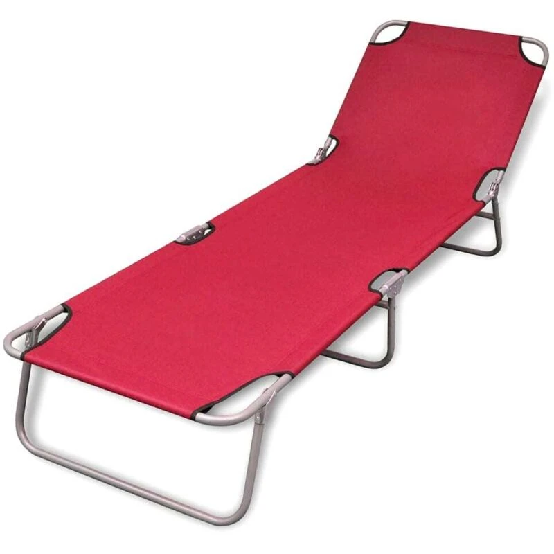 Image of Foldable Sun Lounger with Adjustable Backrest Red