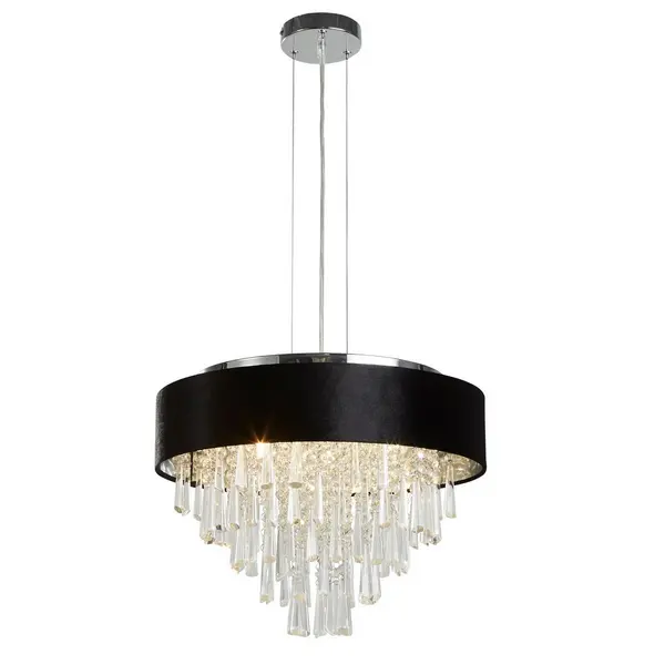 Image of Glamour 5 Light Pendant/Semi,Flush, Black Velvet, Clear Crystal