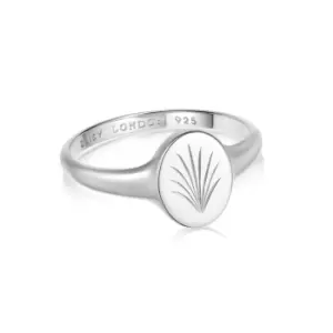 Image of Rings 925 Sterling Silver Engraved Palm Signet Ring Sterling Silver