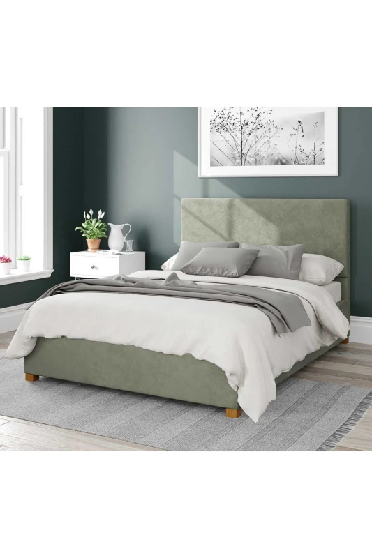 Image of Aspire Aspire Garland Upholstered Ottoman Storage Bed, Plush Velvet Fabric in Duck Egg Blue Size: Single Duck Egg Blue Single Unisex 5057632180483