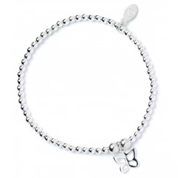 Image of Butterfly Charm Sterling Silver Ball Bead Bracelet