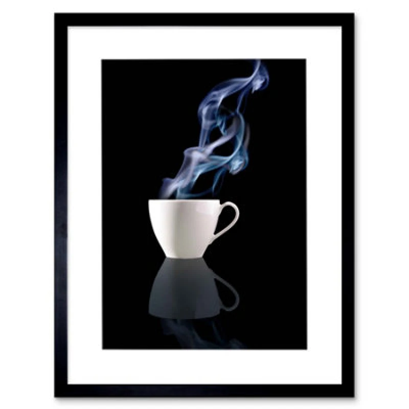 Image of Wee Blue Coo Steaming Cup Tea Coffee Drink Kitchen Photo 12X16" Framed Wall Art Print