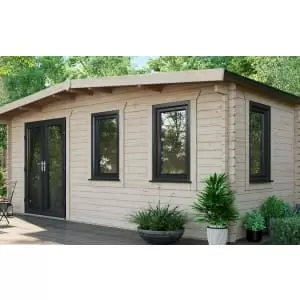 Image of Power Sheds 8 x 18ft Left Hand Door Apex Chalet Log Cabin