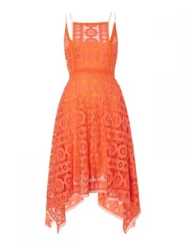 Image of Free People Just Like Honey Lace Dress With Hankerchief Hem Orange