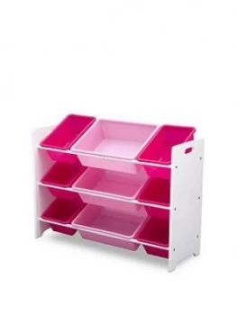 Image of Mysize Mysize 9 Plastic Bin Organizer- White/Pink