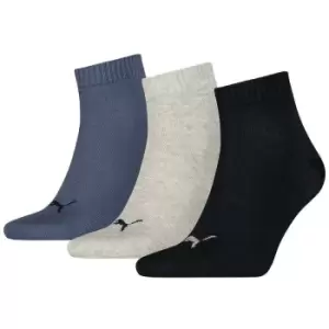 Image of Puma - Quarter Training Socks (3 Pairs) - 6-8 - Navy Mix - Navy Mix