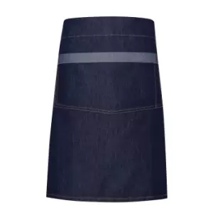 Image of Premier Unisex Domain Contrast Denim Waist Apron (One Size) (Indigo Denim)