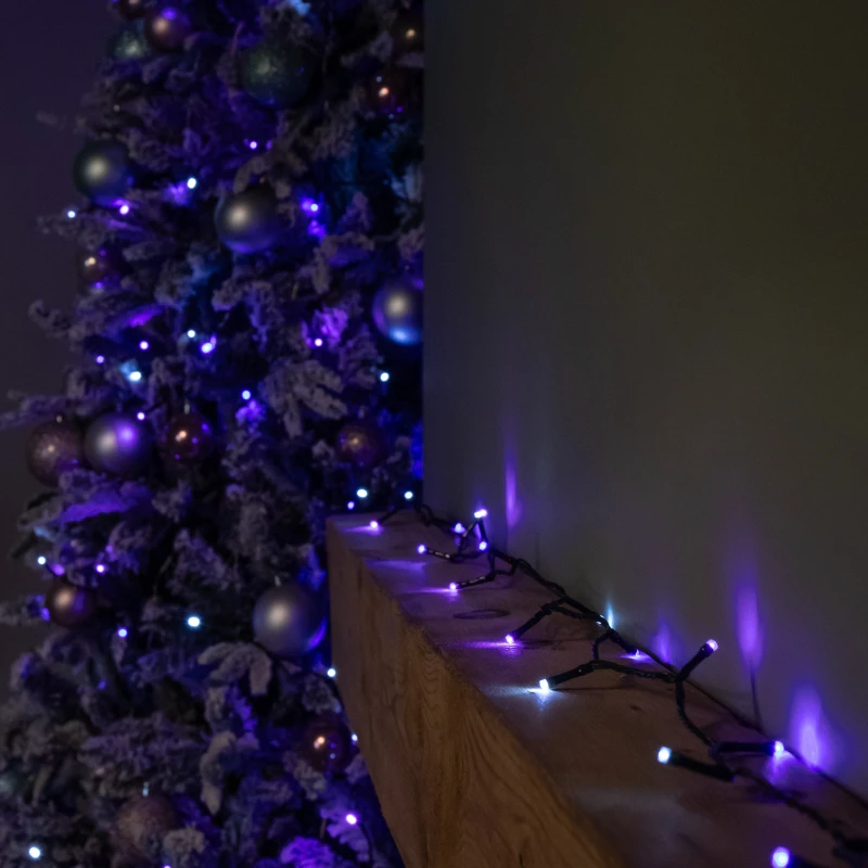 Image of 38.3m 480 LED SupaBrights Christmas String Lights with Timer in Blue, Purple & White