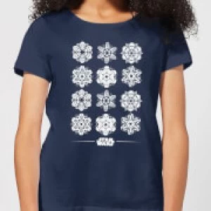 Image of Star Wars Snowflake Womens Christmas T-Shirt - Navy - XXL