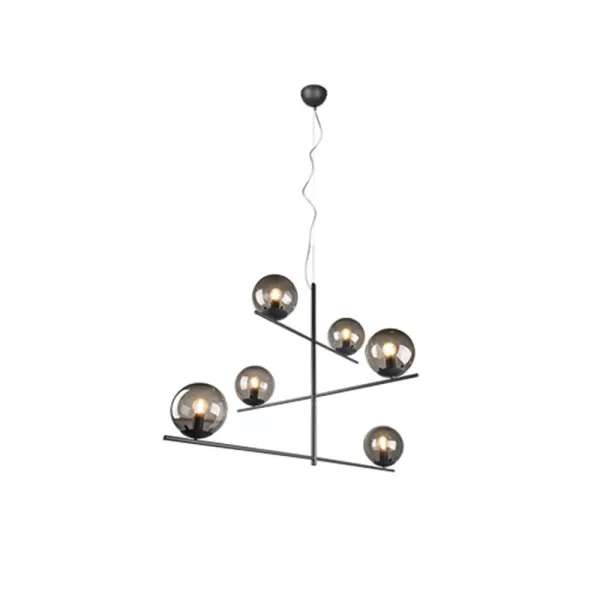 Image of Pure Modern 6 Light Multi Arm Pendant Ceiling Light Anthracite