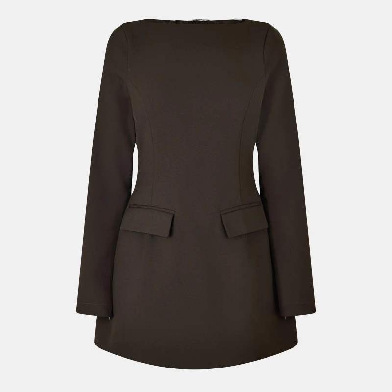 Image of Jack Wills Womens Boat Neck Mini Dress Cocoa female 8 (XS)