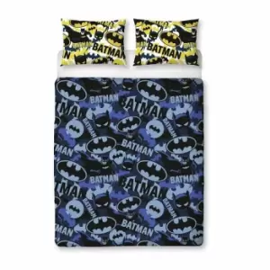 Image of Batman Reversible Camo Duvet Cover Set (Single) (Blue/Yellow/Black)
